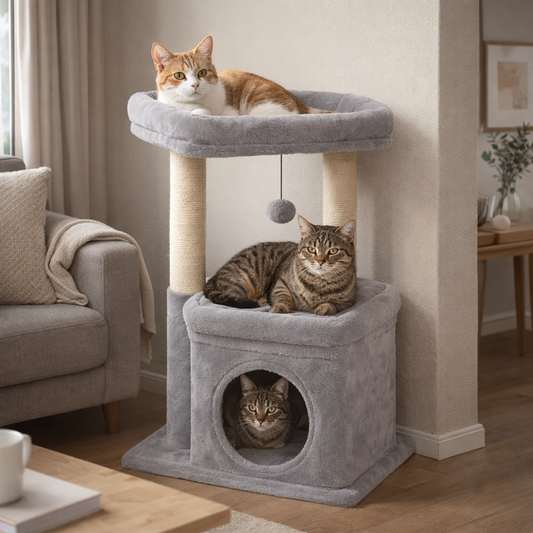 Arbre à chat 2 étages gris