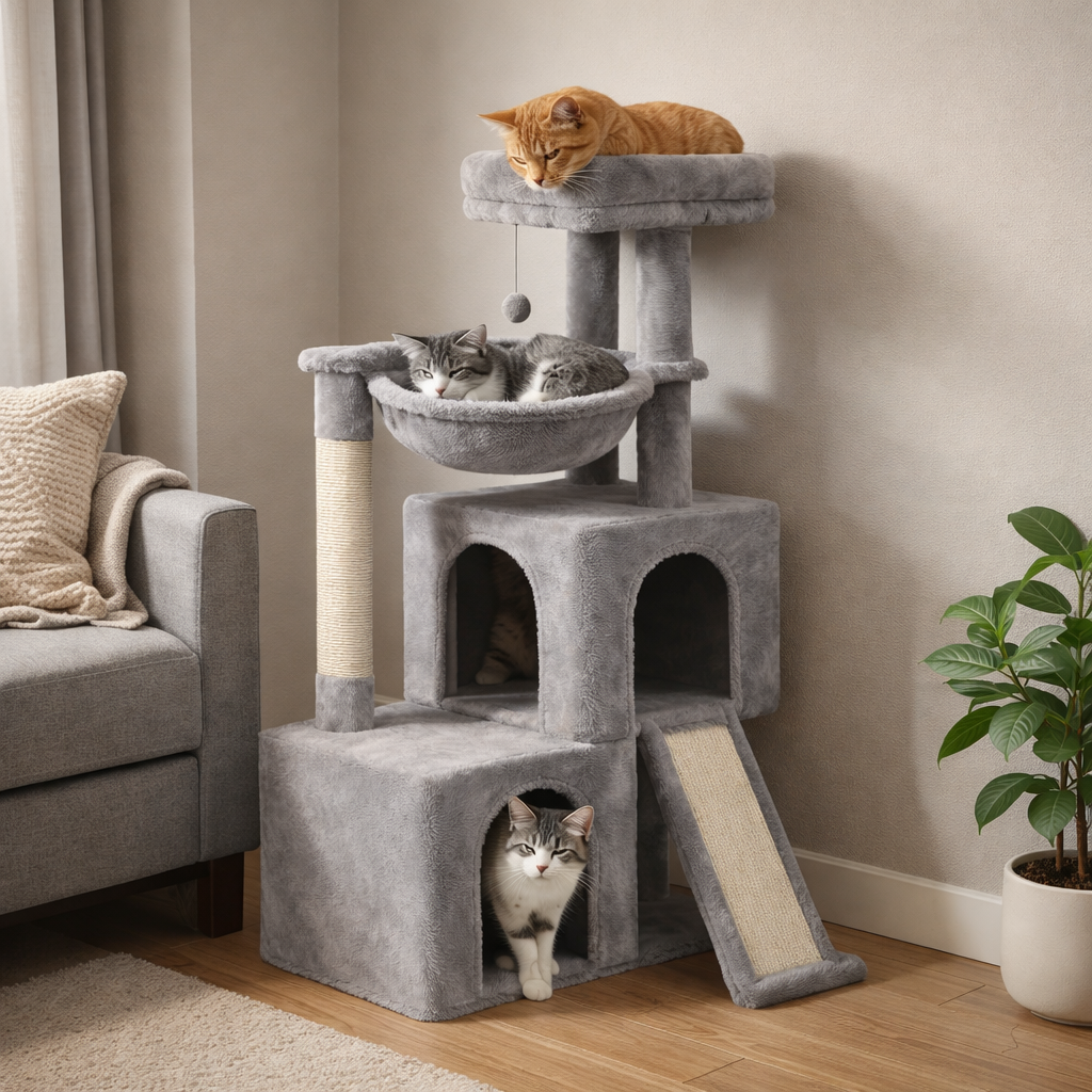 Arbre à chat 3 étages gris