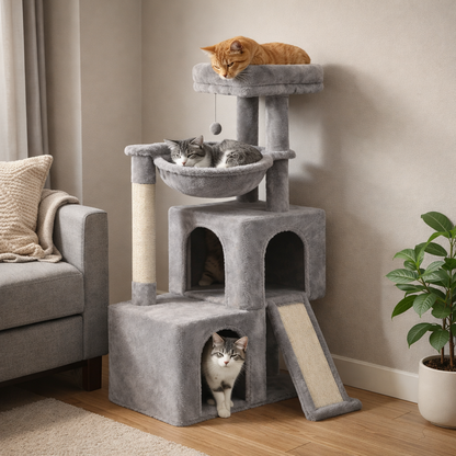 Arbre à chat 3 étages gris