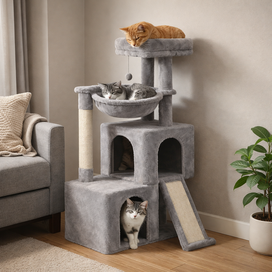 Arbre à chat 3 étages gris