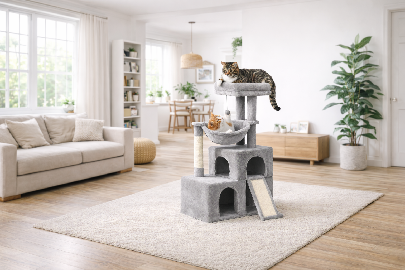 Arbre à chat 4 niveaux gris