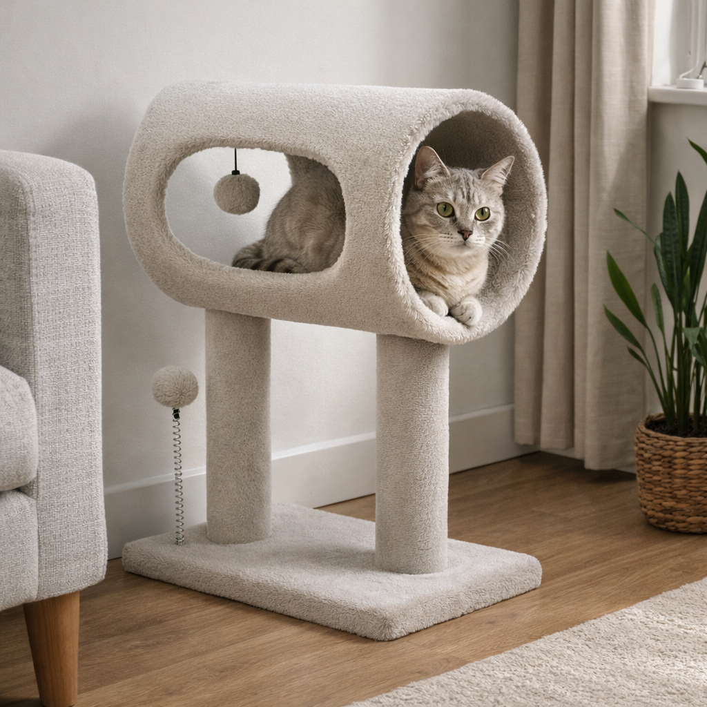 Arbre à chat design tunnel gris