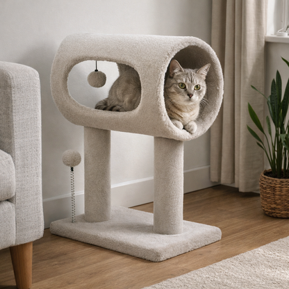 Arbre à chat design tunnel gris