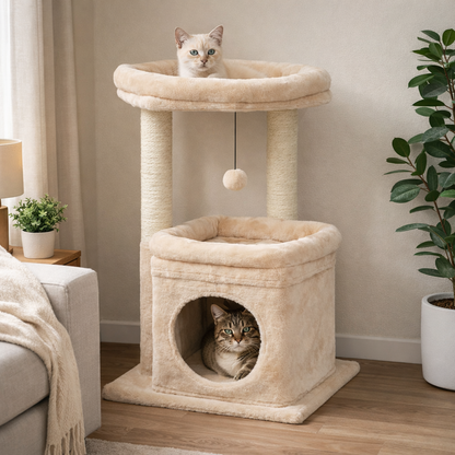 Arbre à chat 2 étages beige