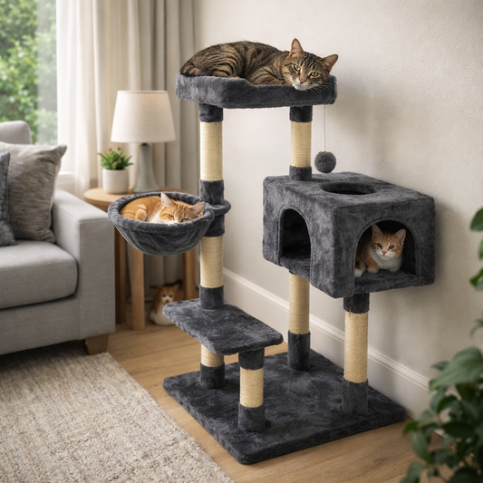 Arbre à chat multi-niveaux gris