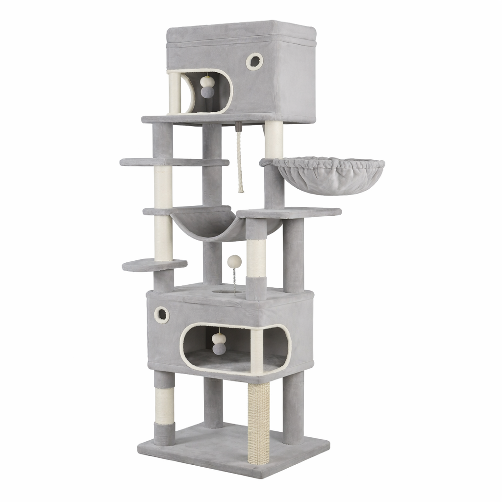 Arbre à chat XXL multi-niveaux gris