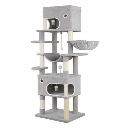 Arbre à chat XXL multi-niveaux gris